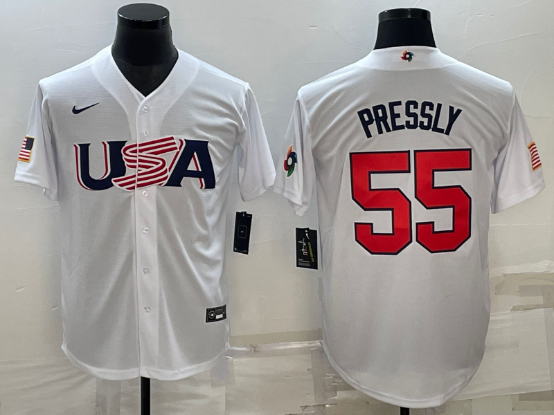 Men's 2023 World Baseball Classic Ryan Pressly USA White Jersey