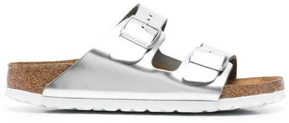 Birkenstock 1005961 Metallic Silver Flat Sandals