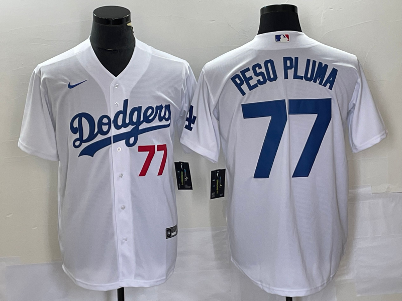 Men's Los Angeles Dodgers Peso Pluma White Replica Player Jersey