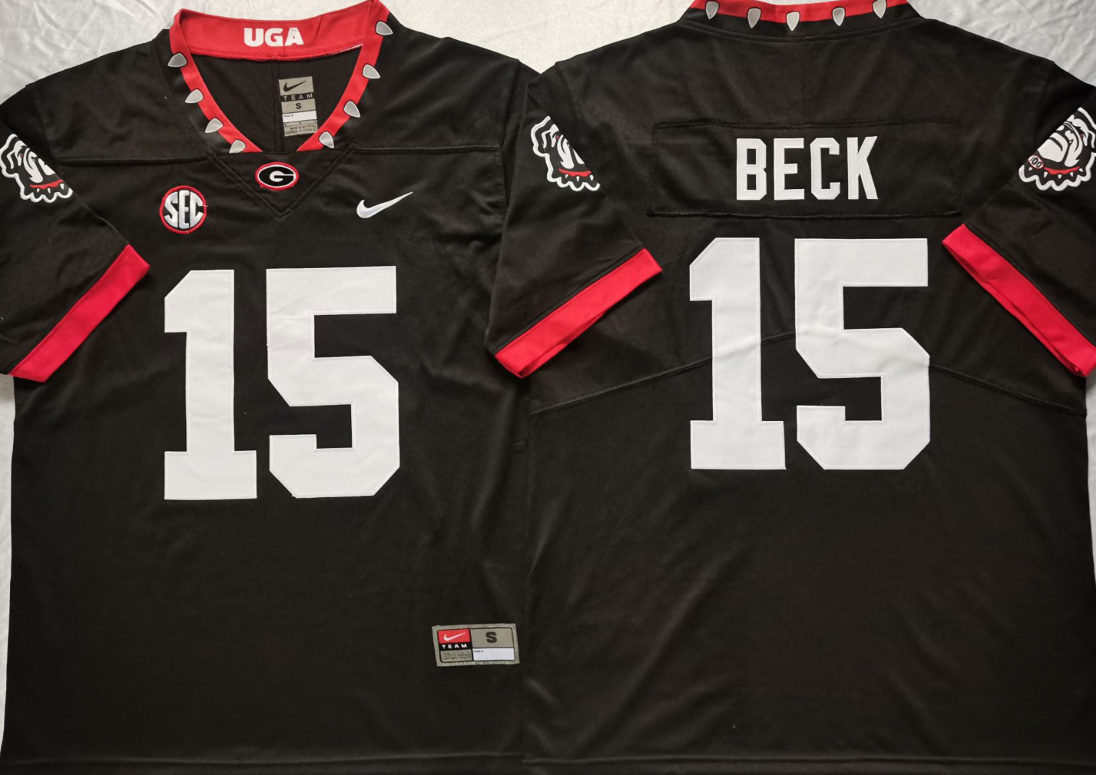 Men's Georgia Bulldogs Carson Beck Black Game Jersey