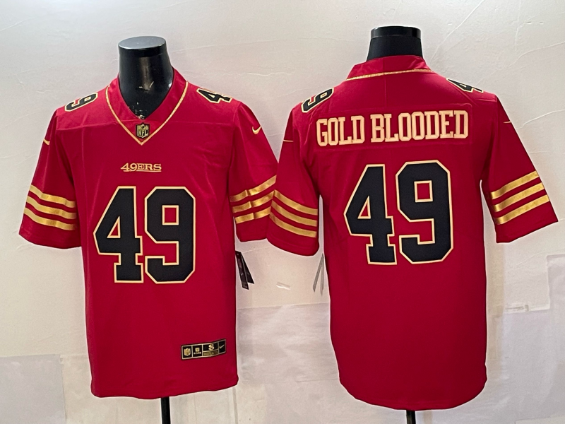Men's San Francisco 49ers Gold Blooded Scarlet Player Game Jersey