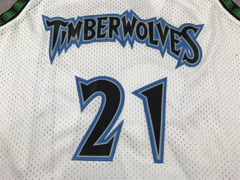 Men's Minnesota Timberwolves Kevin Garnett White 1997/98 Hardwood Classics Swingman Jersey