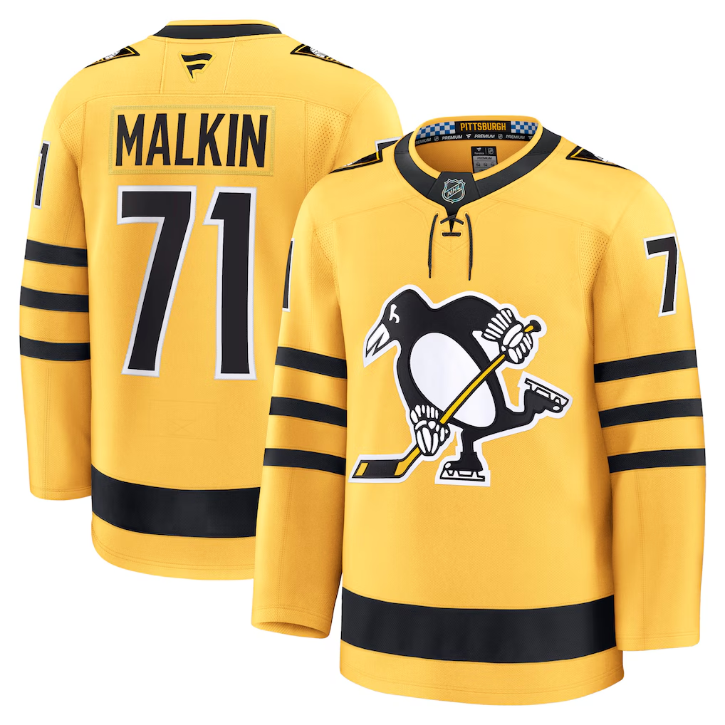 Men's Pittsburgh Penguins Evgeni Malkin Fanatics Gold Alternate Premium Player Jersey