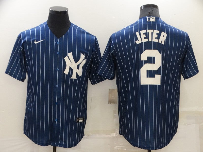 Men's New York Yankees Derek Jeter Blue Replica Baseball Jersey