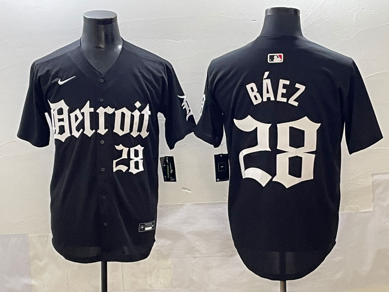 Men's Detroit Tigers Javier Baez Black Player Jersey