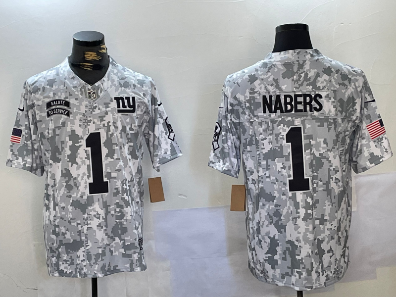 Men's New York Giants Malik Nabers Arctic Camo 2024 Salute to Service Limited Jersey