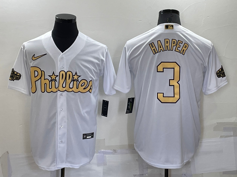 Men's Philadelphia Phillies Bryce Harper White Replica Player Jersey