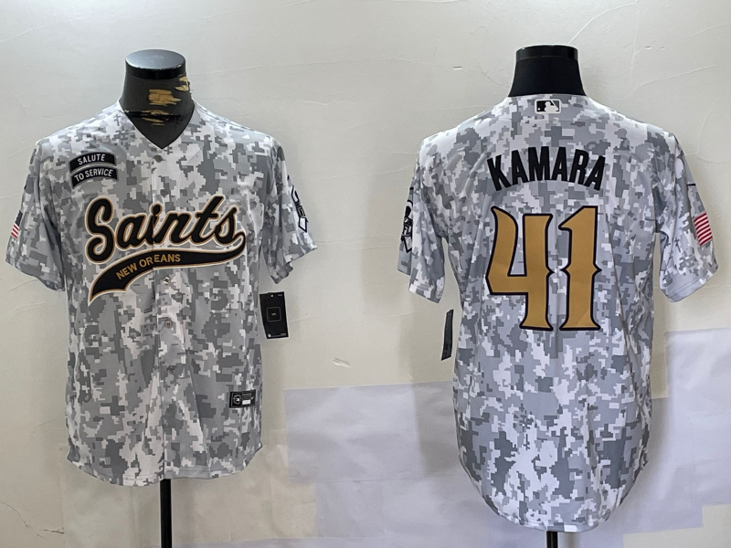 Men's New Orleans Saints Alvin Kamara Arctic Camo 2024 Salute to Service Player Jersey