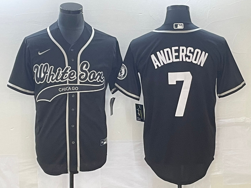 Men's Chicago White Sox Tim Anderson Black Replica Player Jersey Joint Edition