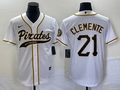 Men's Pittsburgh Pirates Roberto Clemente White Replica Team Jersey Joint Edition
