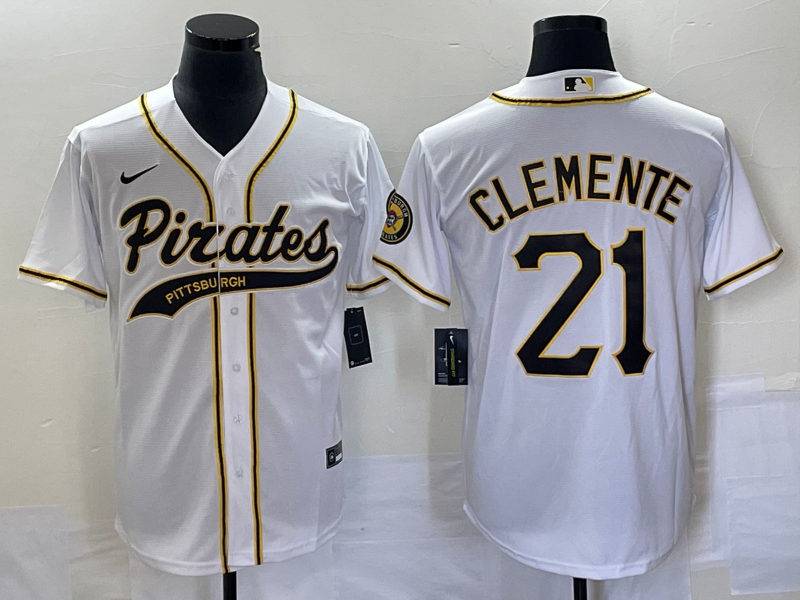 Men's Pittsburgh Pirates Roberto Clemente White Replica Team Jersey Joint Edition