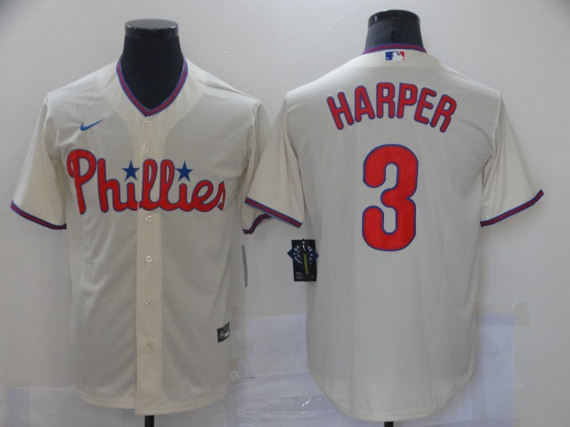 Men's Philadelphia Phillies Bryce Harper Beige Replica Baseball Jersey