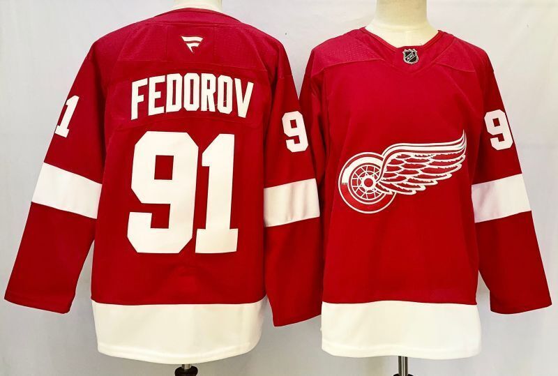 Men's Detroit Red Wings Sergei Fedorov Fanatics Red Player Jersey