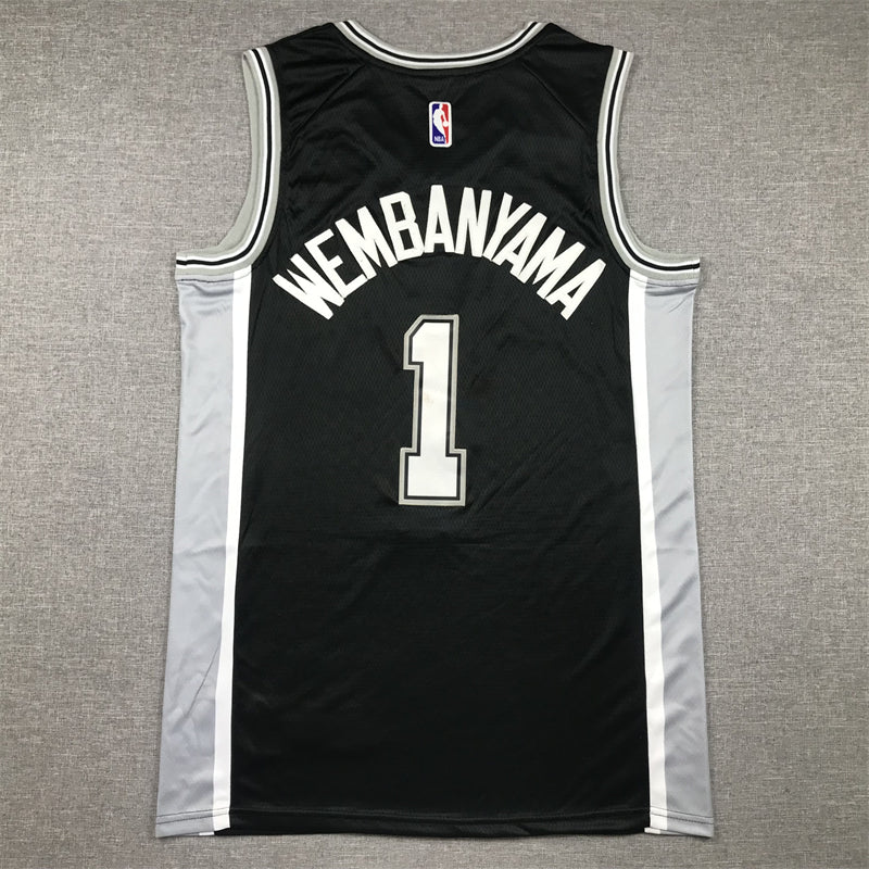 Men's San Antonio Spurs Victor Wembanyama Black 2022/23 Swingman Jersey - Icon Edition