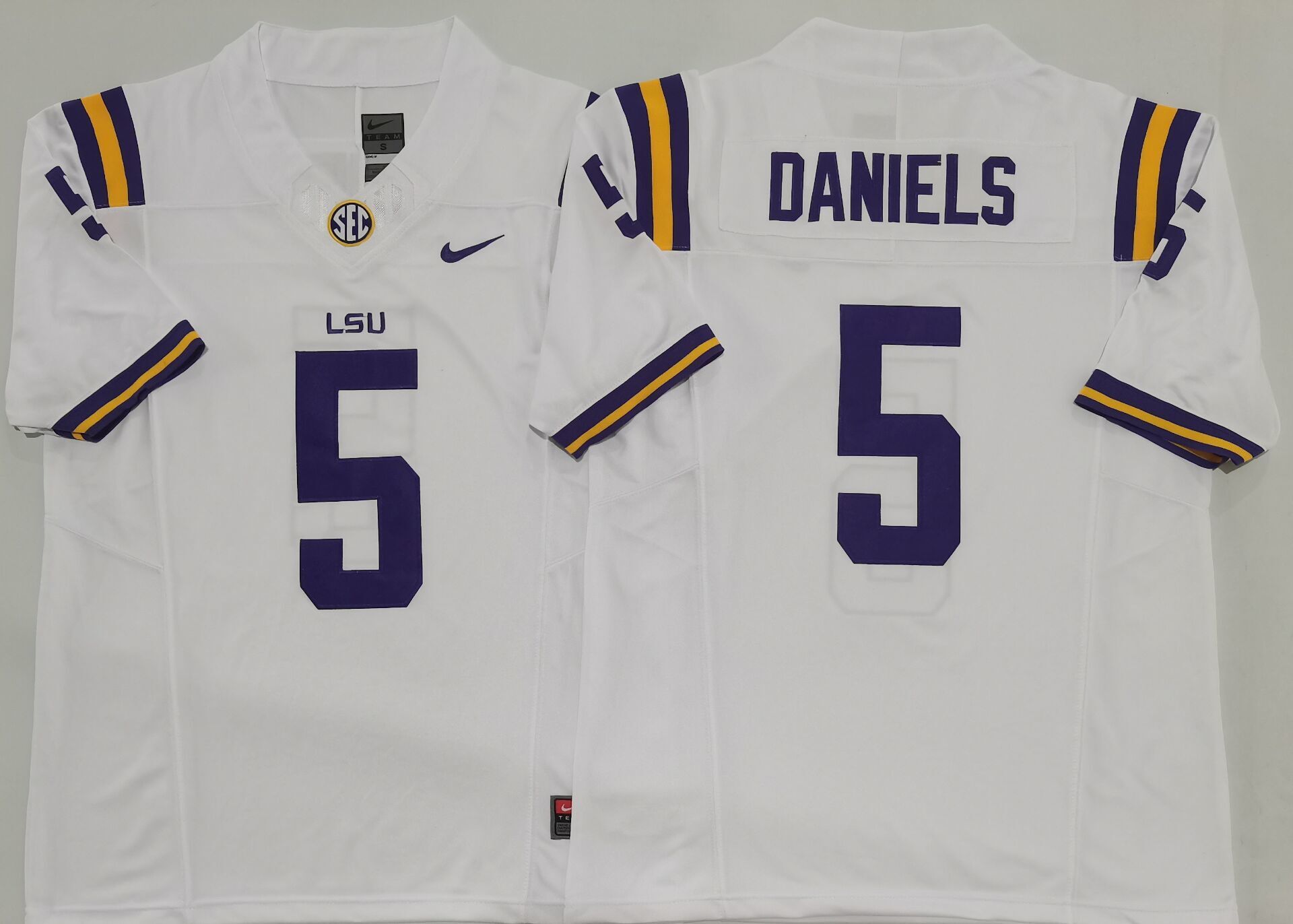 Men's LSU Tigers Jayden Daniels White Player Jersey