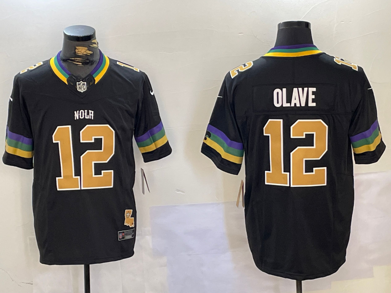 Men's New Orleans Saints Chris Olave Black Team Game Jersey
