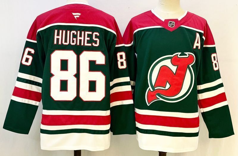 Men's New Jersey Devils Jack Hughes Fanatics Green Player Jersey