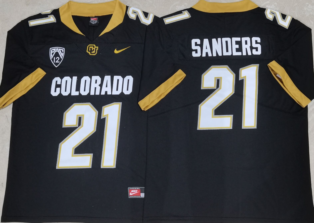 Men's Colorado Buffaloes Shilo Sanders Black Player Game Jersey