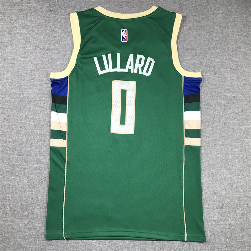 Men's Milwaukee Bucks Damian Lillard Hunter Green Fast Break Player Jersey - Icon Edition