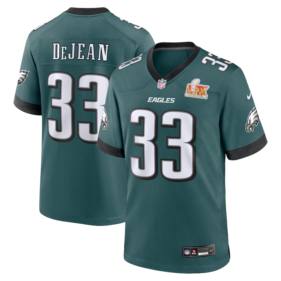 Men's Philadelphia Eagles Cooper DeJean Midnight Green Super Bowl LIX Game Player Jersey