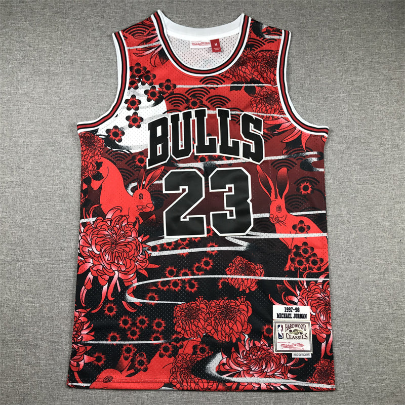 Men's Chicago Bulls Michael Jordan Year of Rabbit Edition Hardwood Classics Swingman Jersey