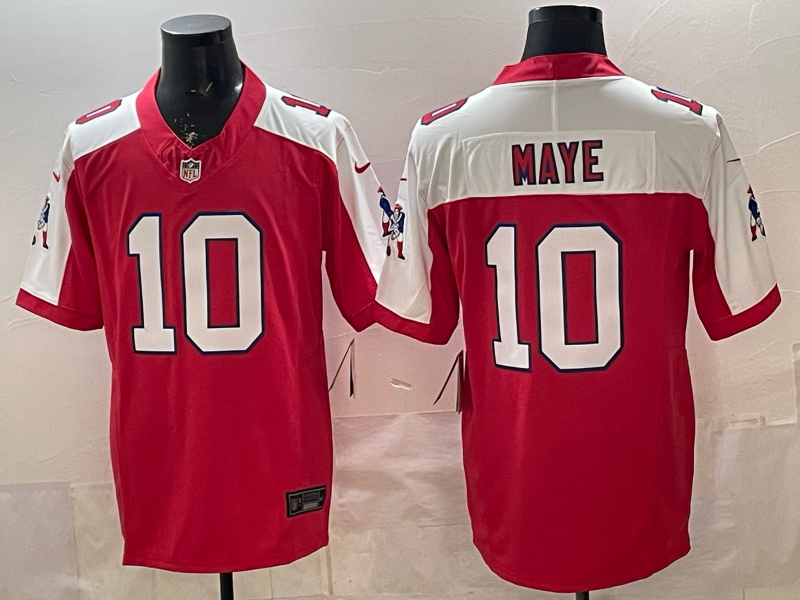 Men's New England Patriots Drake Maye Red Alternate Game Jersey