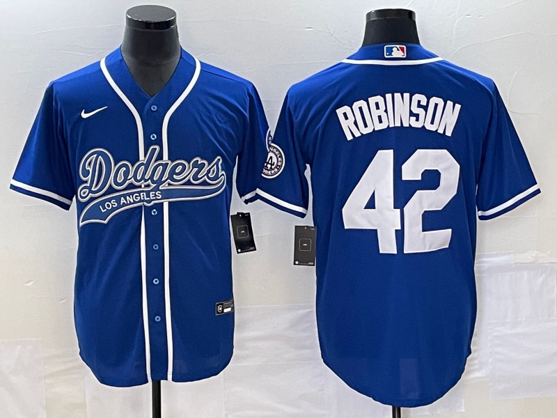 Men's Los Angeles Dodgers Jackie Robinson Royal Player Jersey Joint Edition