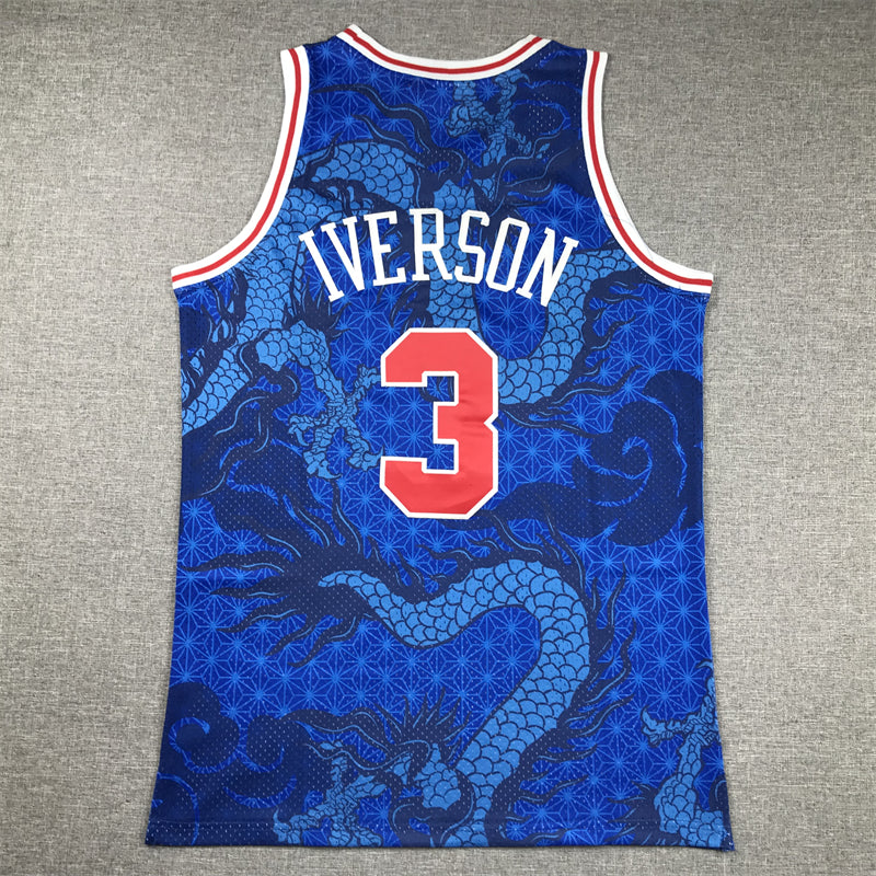 Men's Philadelphia 76ers Allen Iverson Blue Year of Dragon Edition Swingman Jersey
