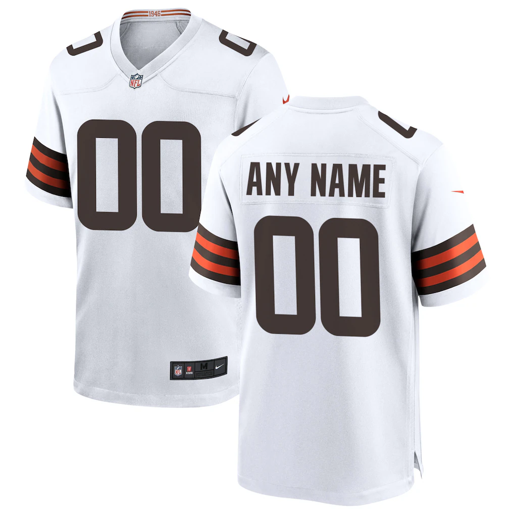 Men's Cleveland Browns White Custom Game Jersey