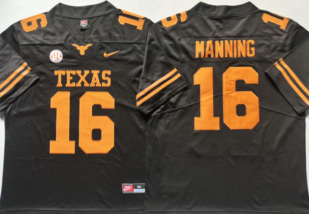 Men's Texas Longhorns Arch Manning Black Player Jersey