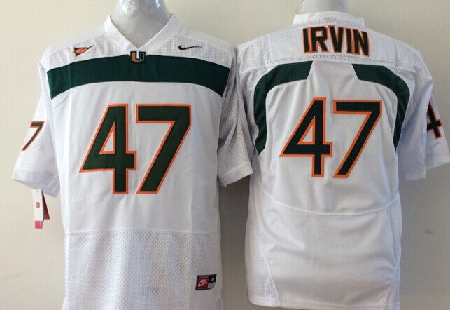 Men's Miami Hurricanes Michael Irvin White Team Football Jersey