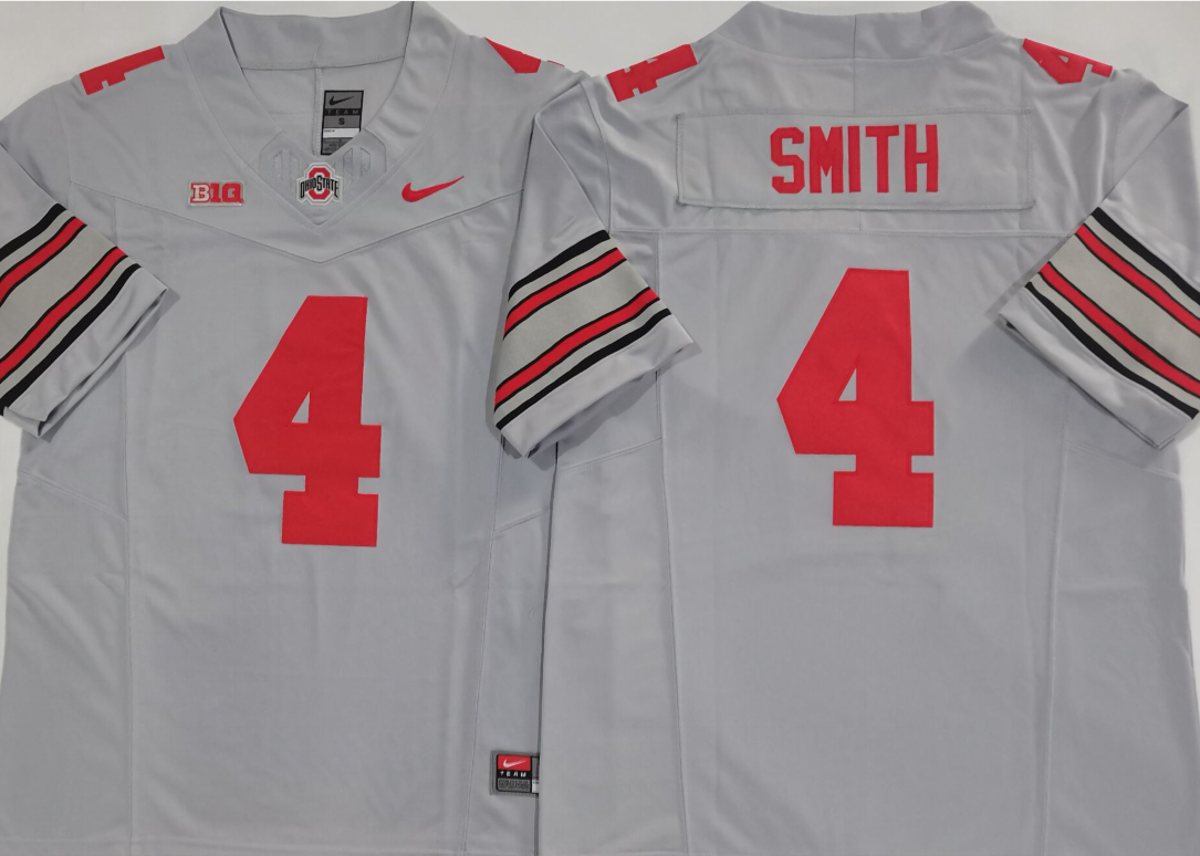 Men's Ohio State Buckeyes Jeremiah Smith Gray Player Jersey