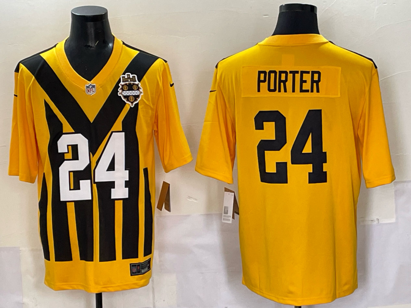 Men's Pittsburgh Steelers Joey Porter Jr. Gold Alternate 1933 Throwback Game Jersey