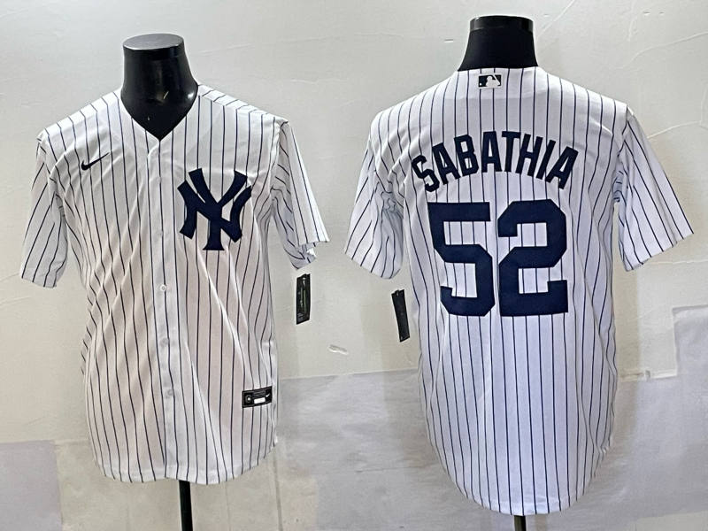 Men's New York Yankees CC Sabathia White Replica Player Jersey