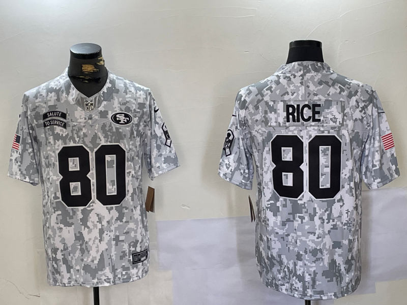 Men's San Francisco 49ers Jerry Rice Arctic Camo 2024 Salute to Service Retired Player Limited Jersey