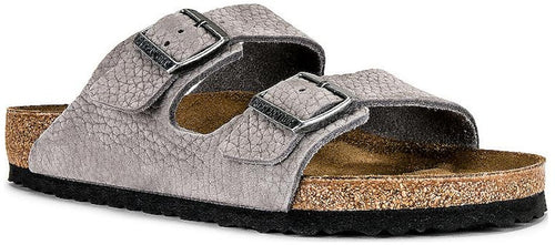 Birkenstock Arizona 1020752 Whale Gray Lychee Leather Slide Sandals