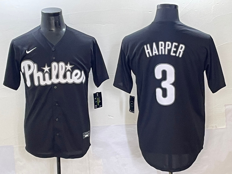 Men's Philadelphia Phillies Bryce Harper Black Lights Out Replica Jersey
