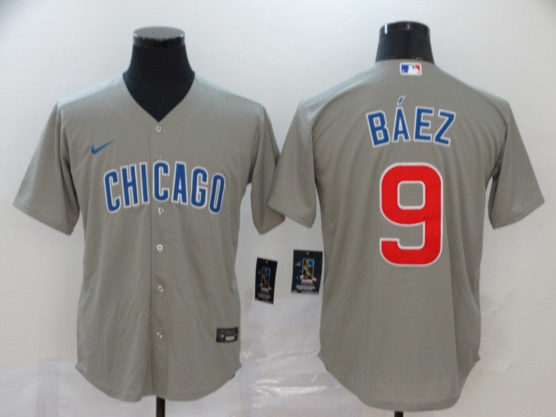 Men's Chicago Cubs Javier Baez Gray Replica Baseball Jersey