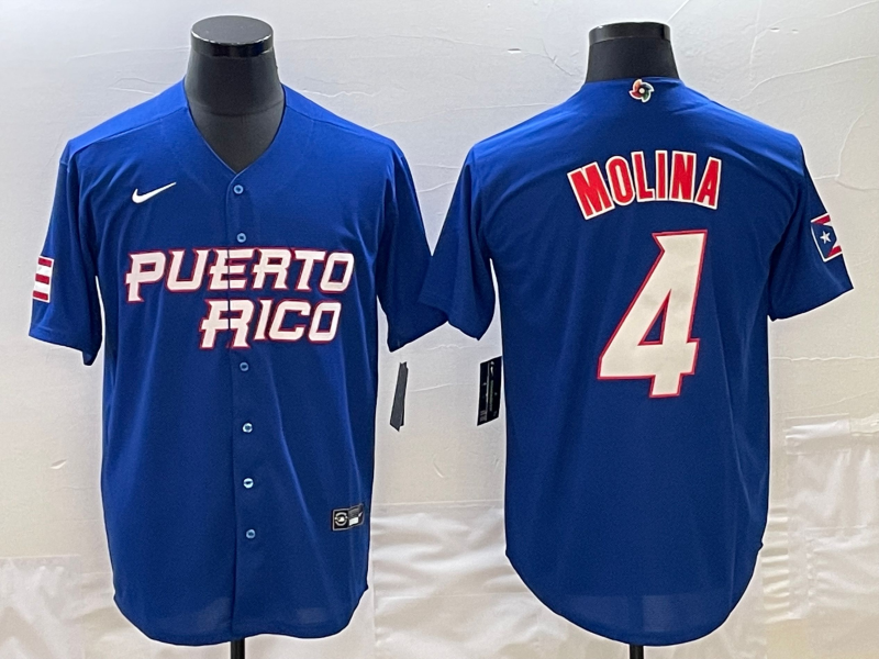 Men's 2023 World Baseball Classic Yadier Molina Puerto Rico Blue Jersey