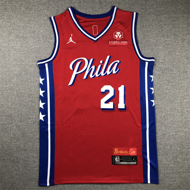 Men's Philadelphia 76ers Joel Embiid NBA Red Replica Jersey