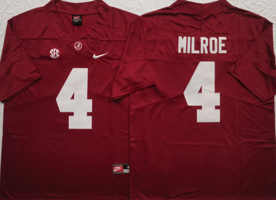 Men's Alabama Crimson Tide Jalen Milroe Red Game Jersey
