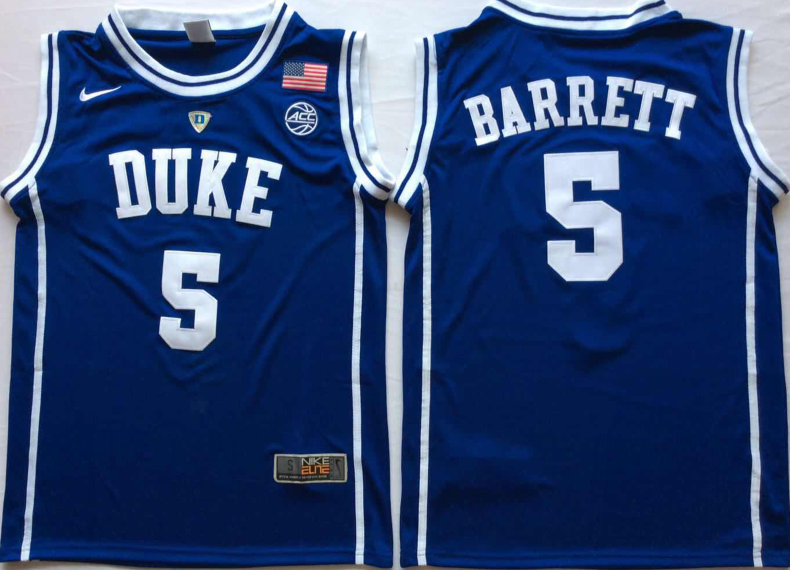 Men's Duke Blue Devils RJ Barrett Blue Player Jersey
