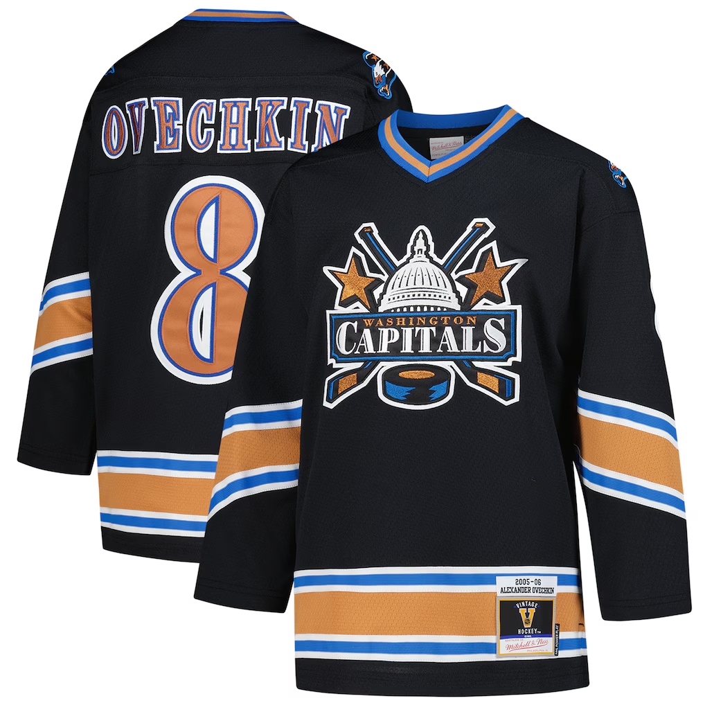 Men's Washington Capitals Alexander Ovechkin Mitchell & Ness Black 2005/06 Power Play Jersey