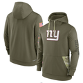 Men's New York Giants Olive 2022 Salute to Service Therma Performance Pullover Hoodie
