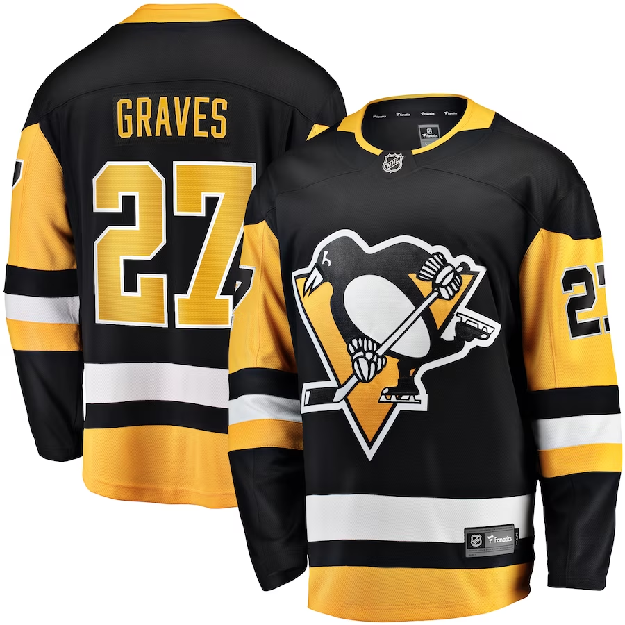 Men's Pittsburgh Penguins Ryan Graves Black Player Game Jersey