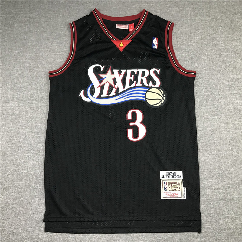 Men's Philadelphia 76ers Allen Iverson Black Throwback Swingman Jersey