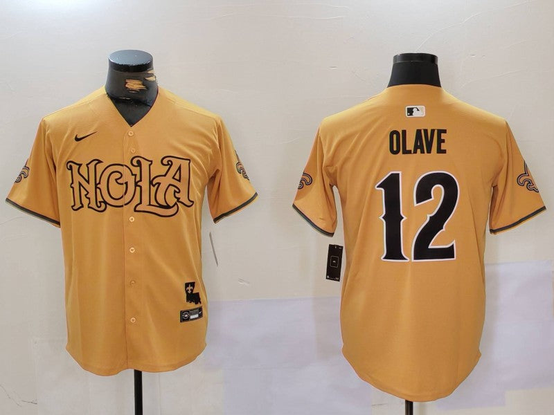 Men's New Orleans Saints Chris Olave Yellow Game Player Jersey