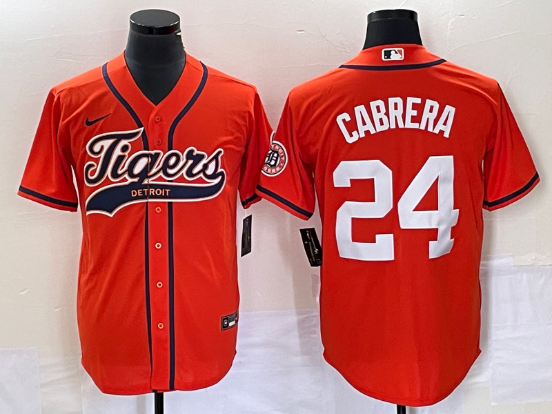Men's Detroit Tigers Miguel Cabrera Orange Replica Player Jersey Joint Edition
