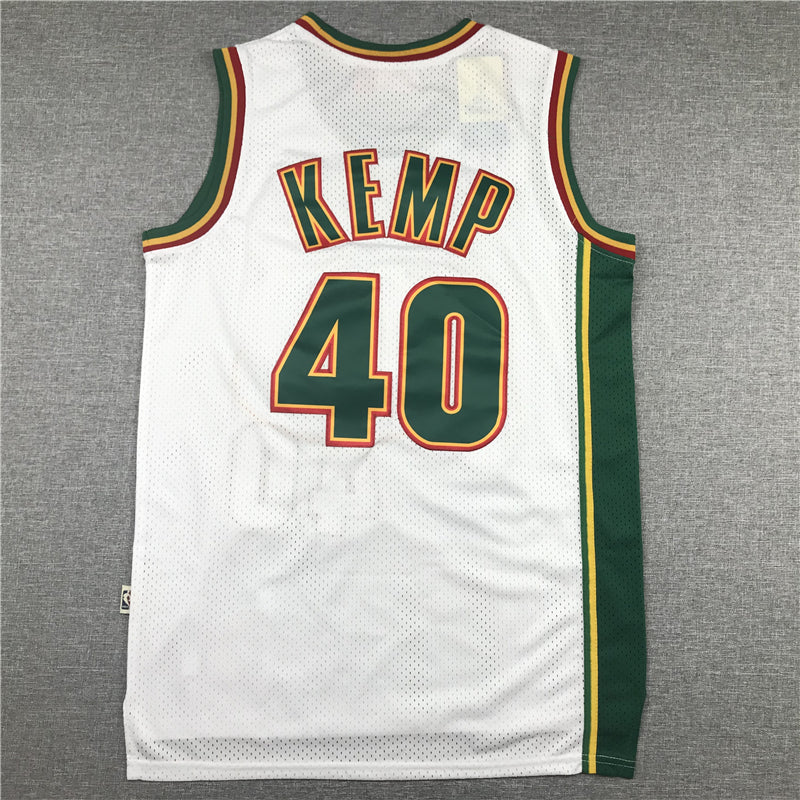 Men's Seattle Supersonics Shawn Kemp White Throwback Swingman Jersey