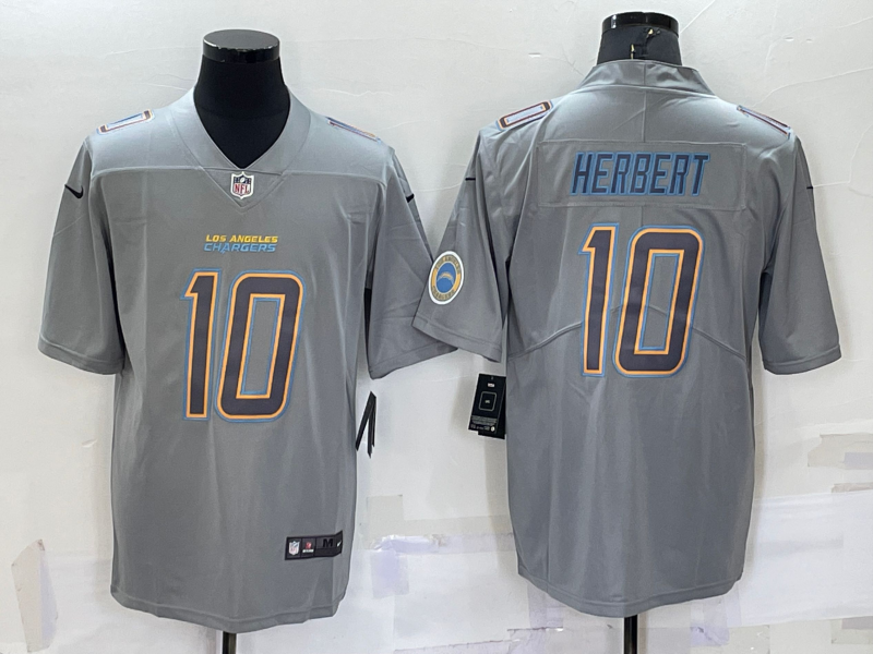 Men's Los Angeles Chargers Justin Herbert Gray Atmosphere Fashion Game Jersey